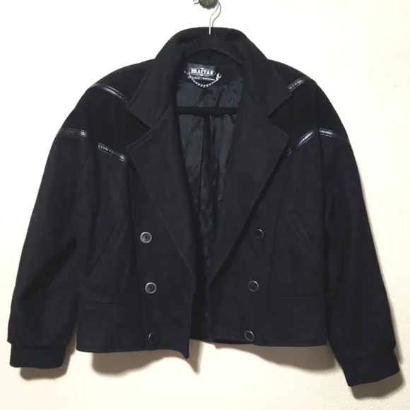 Braetan Vintage Union Made Double Breasted Cropped Jacket Suede Accents Size Med - Picture 2 of 15
